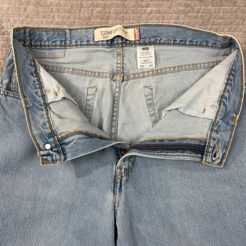 Levis 560 Comfort Fit Jeans 34x34 Light Wash‎ Blue Denim Tapered Leg 005604891